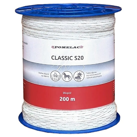 Taśma Pomelac Biała Classic S20 / 200 m - Cavalo